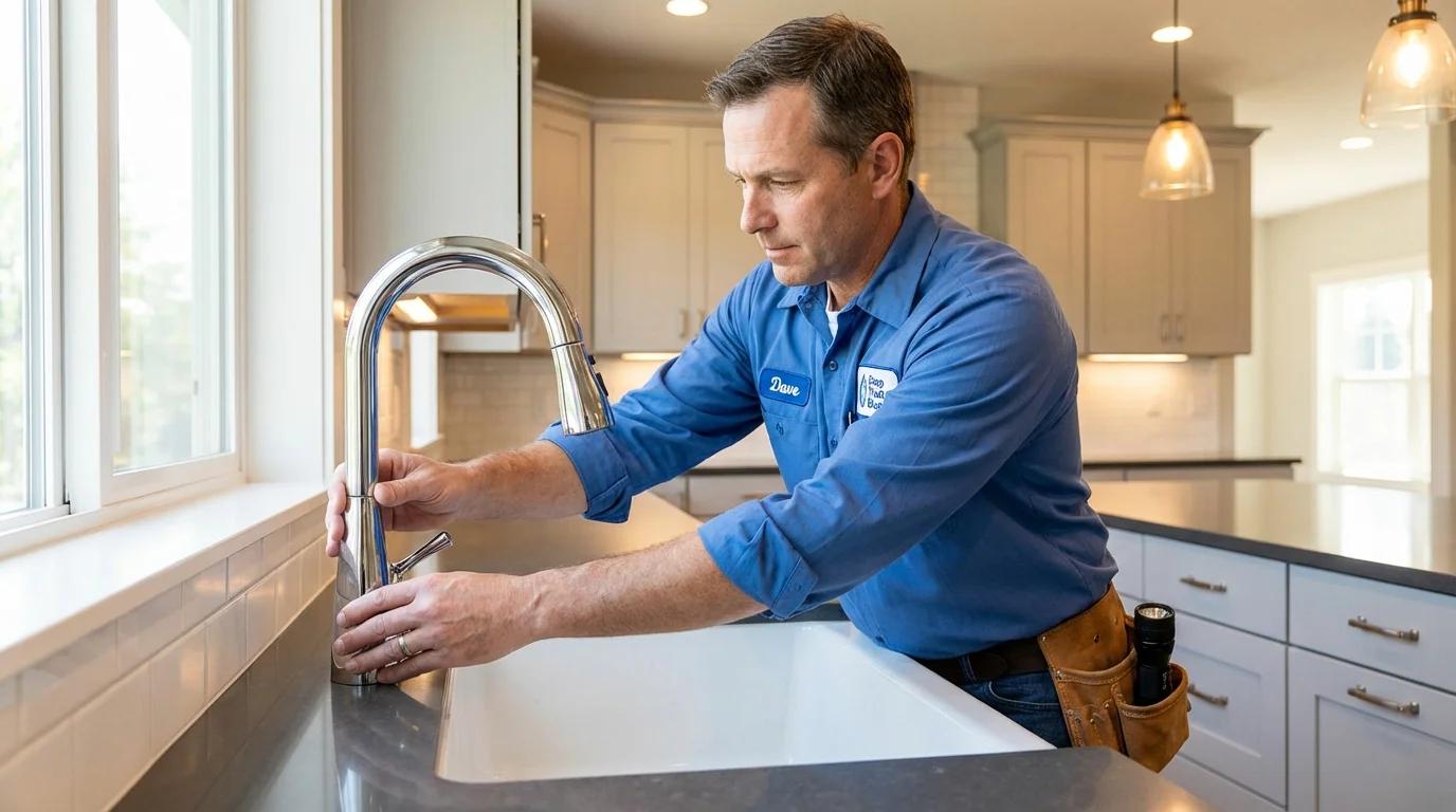 Kitchen faucet installation by Johns Plumbing LLC in South Paris